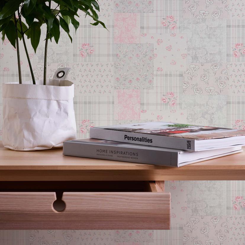 Papel pintado Floral gris rojizo - papel pintado no tejido Casa de campo A.S. Création - mate y ligeramente texturado