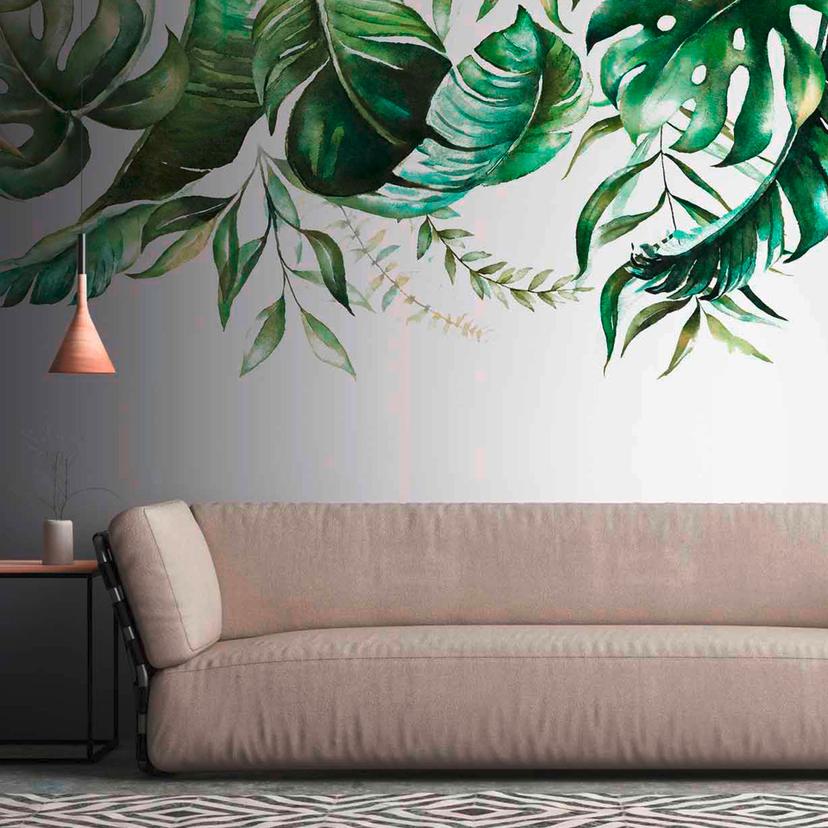 WatercolorLea1 plantetapet i grågrøn - non-woven tapet Designwalls 2 - 2,55 x 3,5 m