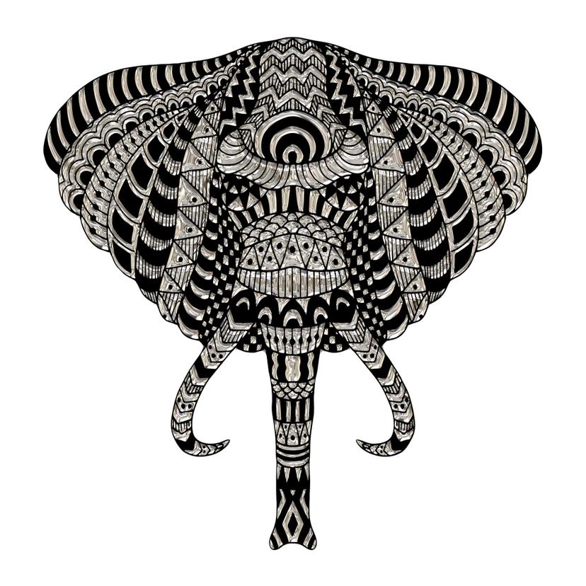 Sticker mural tête d'éléphant 01