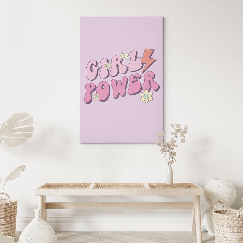 Lienzo Girl Power letras retro morado