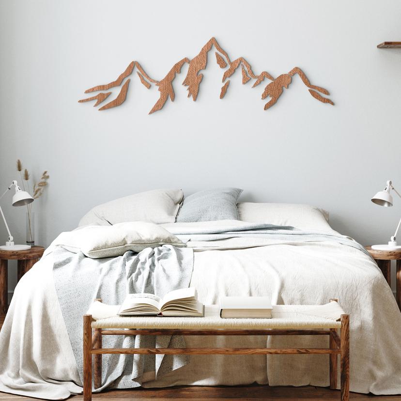 Décoration en bois placage acajou - Puzzle de montagne