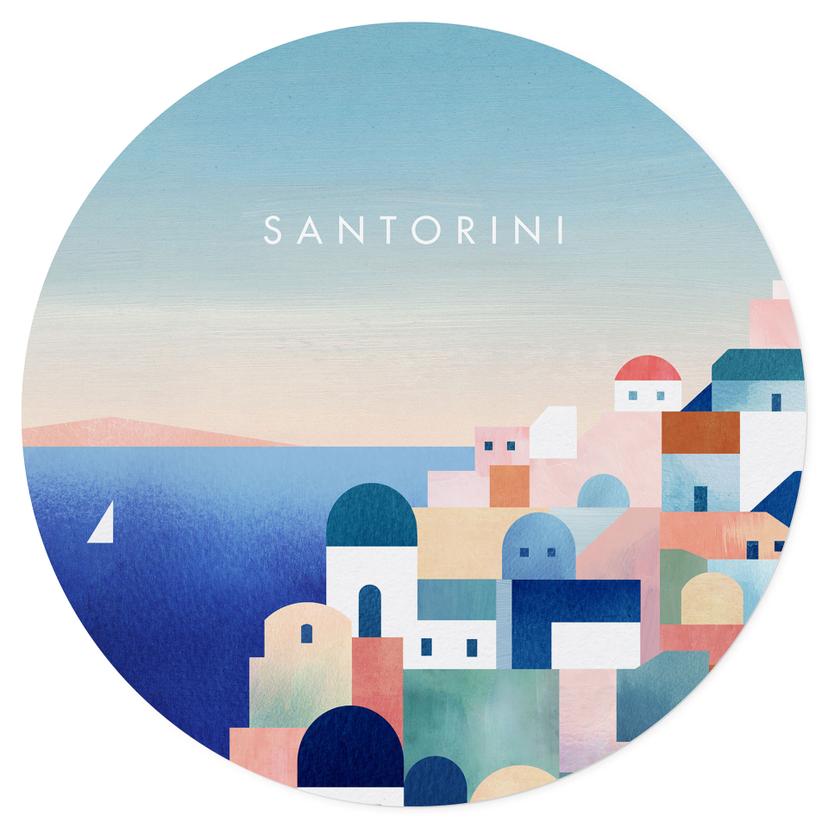 Santorini hus Wallsticker - Rivers - Rund