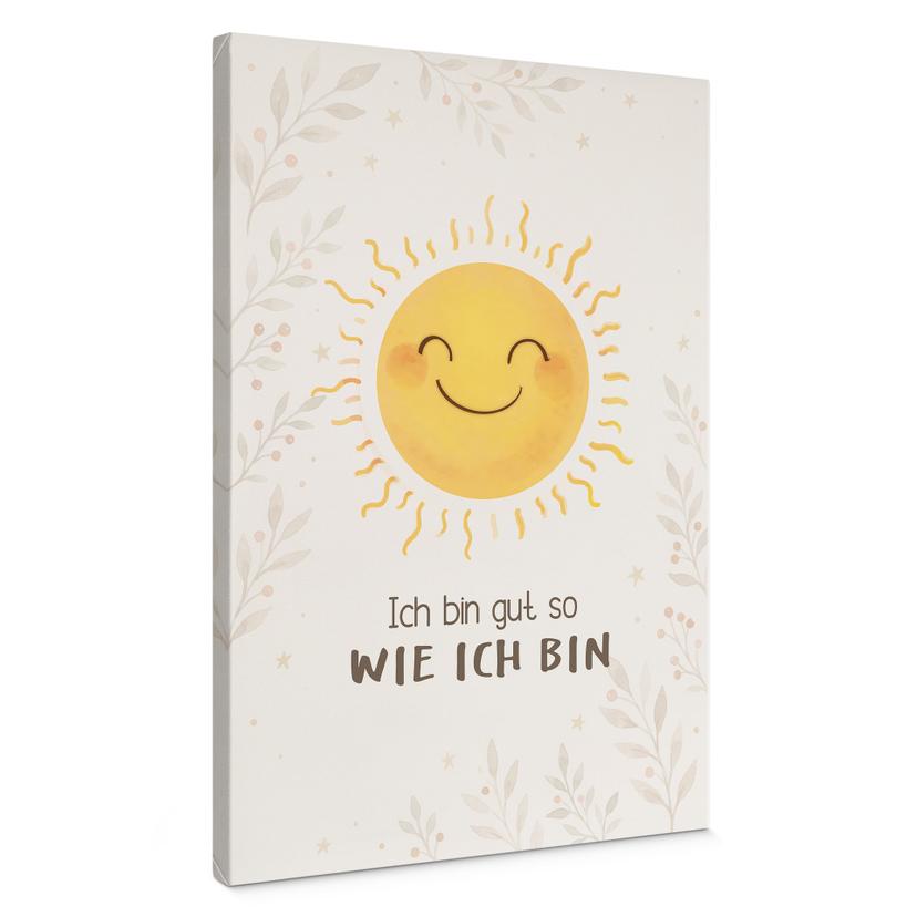 Leinwandbild mit Sonne - Selbstliebe für Kinder 'Ich bin gut so wie ich bin'