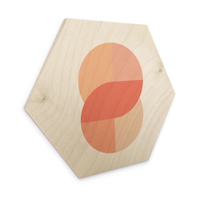 Sekskantet træ Geometriske former i orange-lyserød - 1X Studio