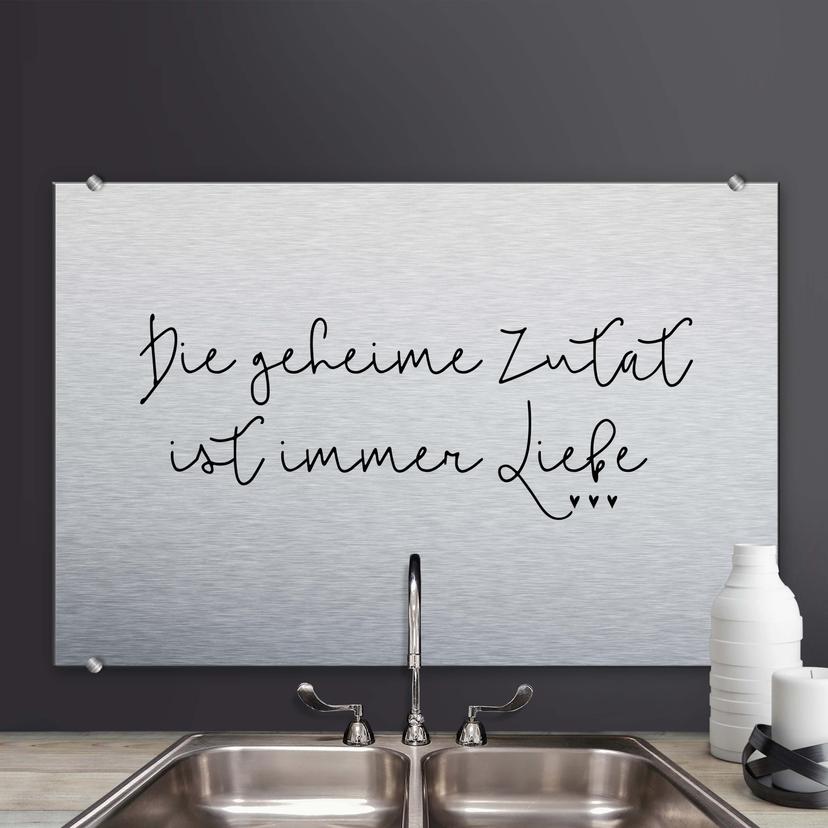 Stænkplade - Die geheime Zutat ist immer Liebe - AluDibond