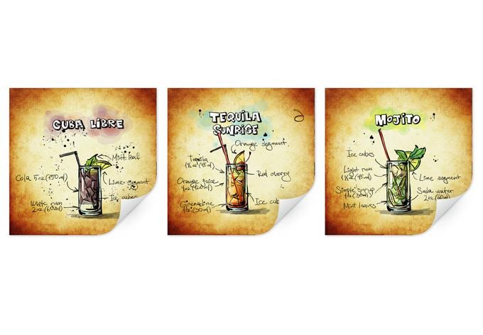 Zelfklevende Poster  Longdrinks set 01