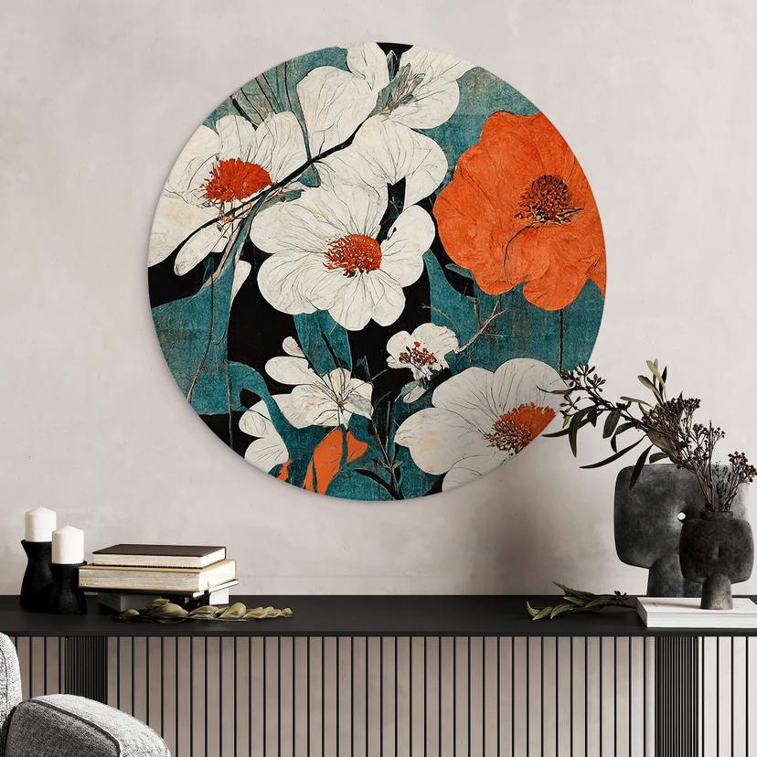 Tableau sur alu-Dibond rond Treechild - Asian Flowers