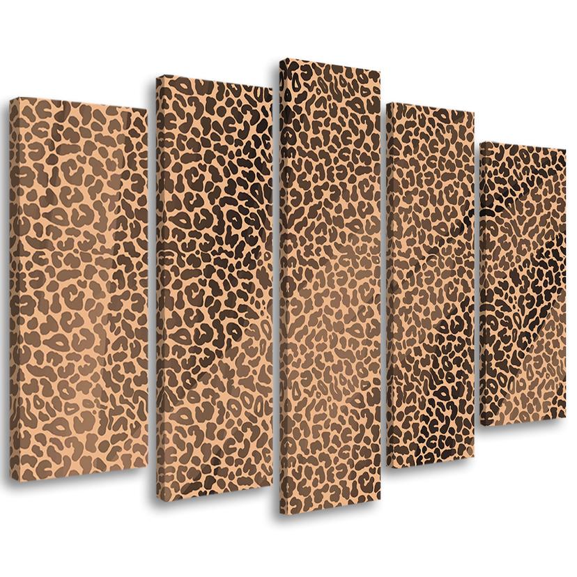 5 stykke lærredsprint, Leopard Leopard Pels Patches Mønster