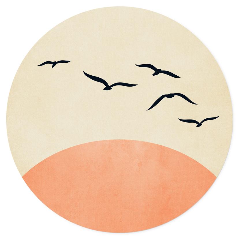 Adesivo murale Sciame di uccelli al tramonto - Kubistika