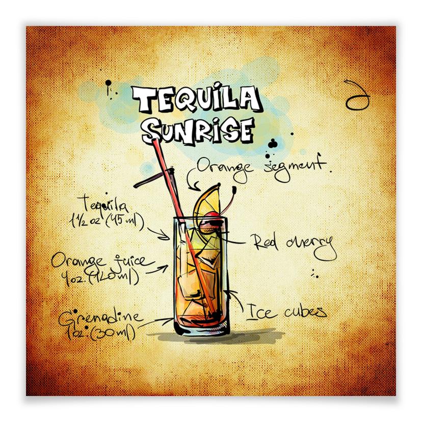 Póster Tequila Sunrise - Receta