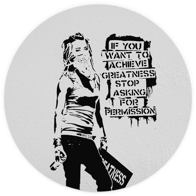 Banksy - Uppnå storhet - Rund Fototapet - non-woven tapet/självhäftande non-woven tapet
