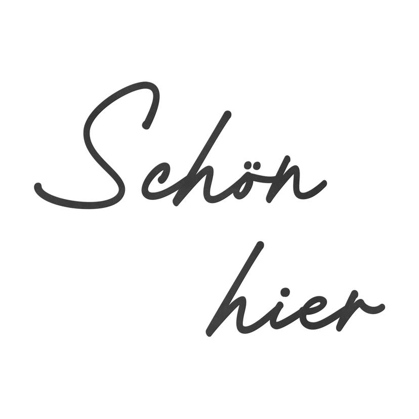 3D-Schriftzug 'Schön hier' – Natürliche MDF-Holzdeko für einladende Räume