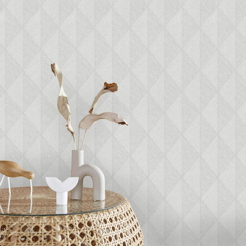 Guido Maria Kretschmer grafisk tapet Woven Whisper Fashion for Walls 5 lysegrå