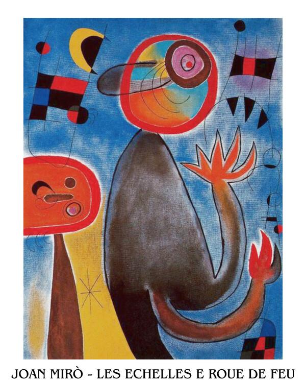 Plakat Ladders Cross the Blue Sky in a Wheel of Fire kunsttryk, Joan Miró (24 x 30 cm)
