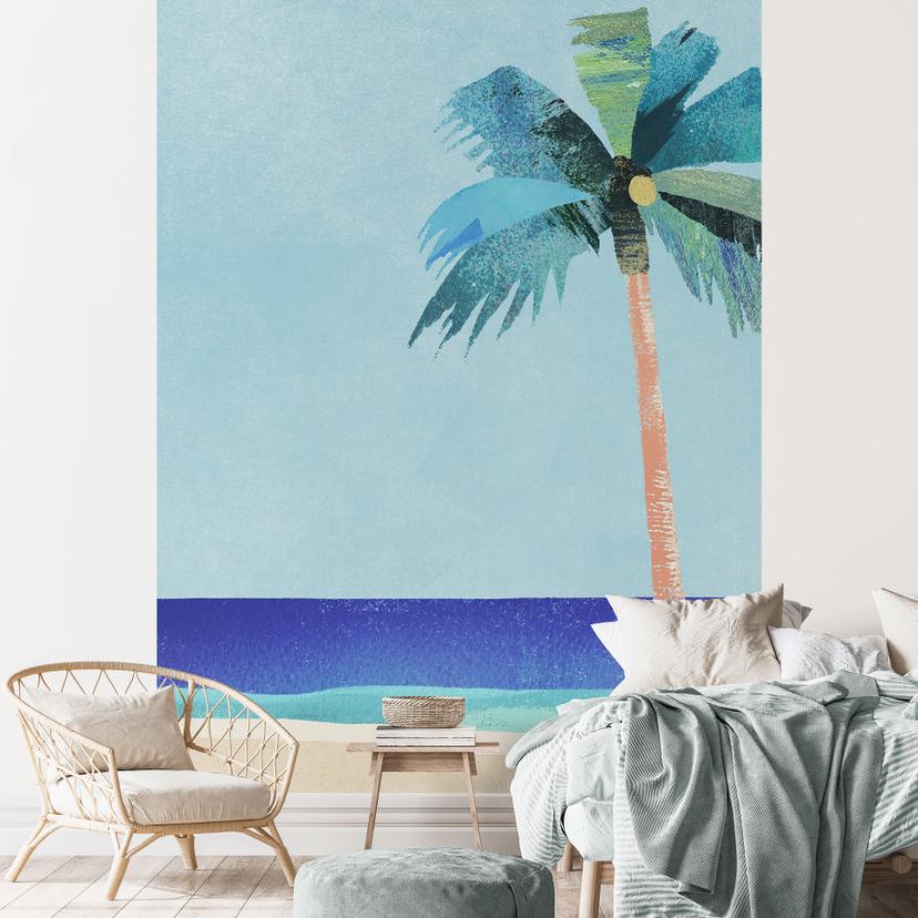 Fototapet Semesterstrand med palm - Rivers