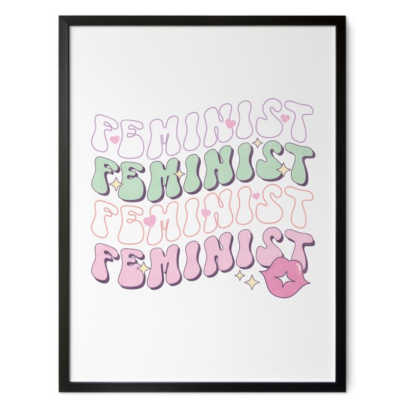 Póster Feminista Beso Boca Pop Art