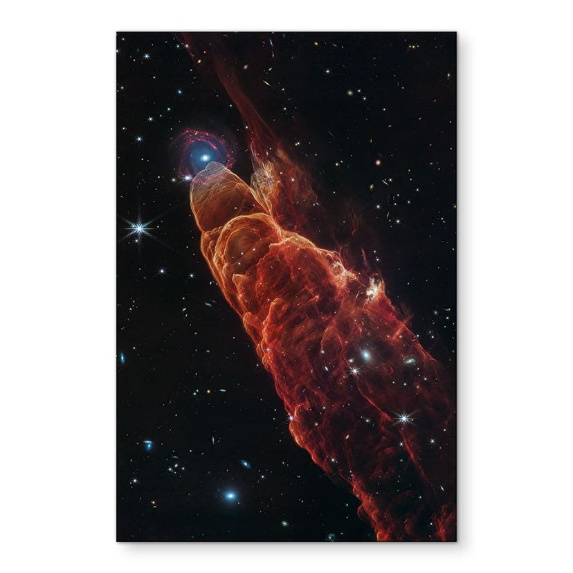 Billede James Webb Telescope - Cosmic Hurricane Herbig Haro 49/50 – print på aluminium (Alu-Dibond)