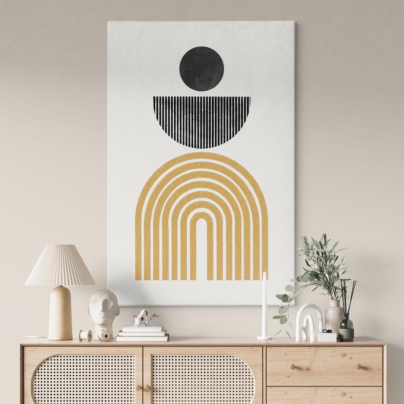 Stampa su tela Composizione astratta con cerchio e semiarco - The Miuus Studio