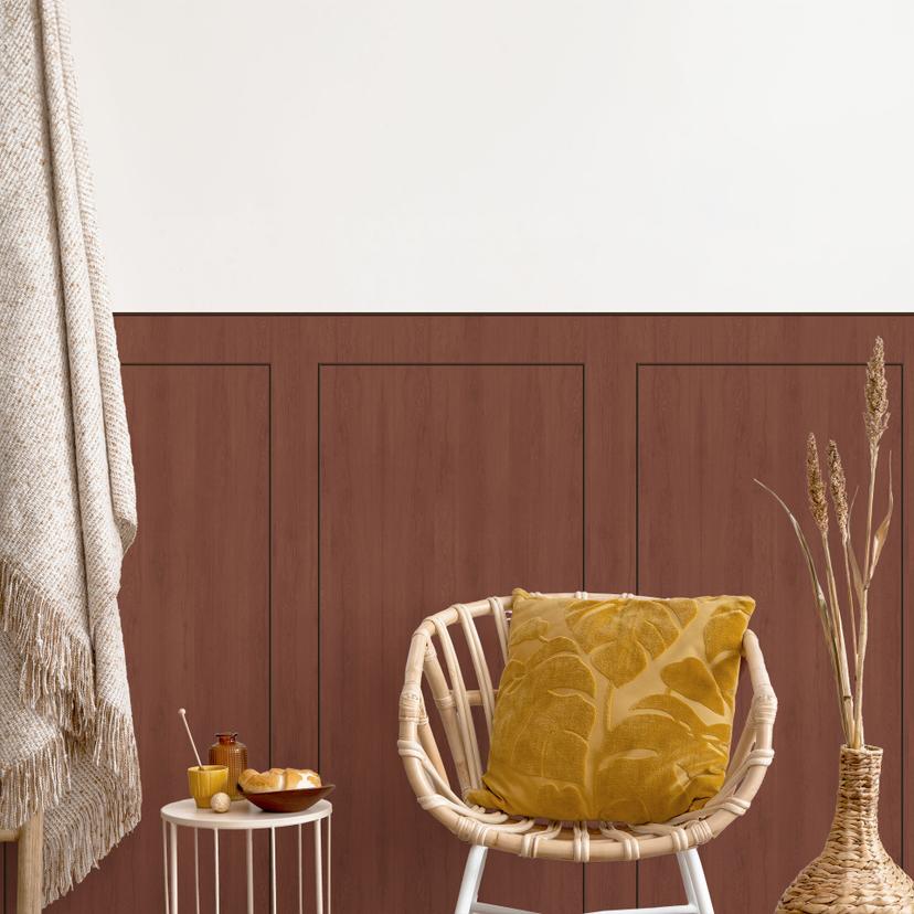 Pannelli murali rivestimento murale marrone ruggine con venatura con cornice