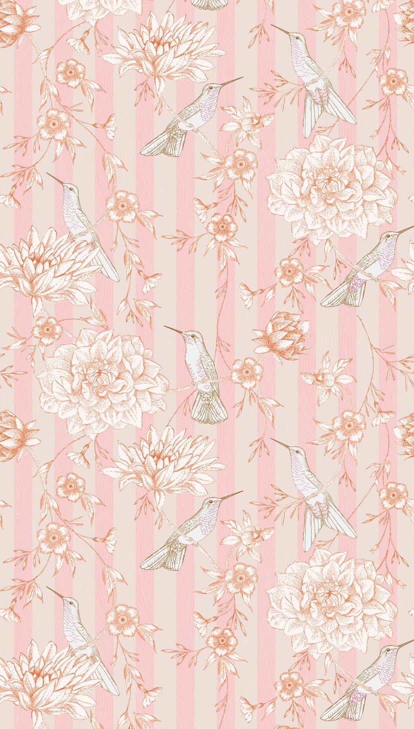 tapet blomster pink beige - non-woven tapet blomster planter Livingwalls - mat og glat