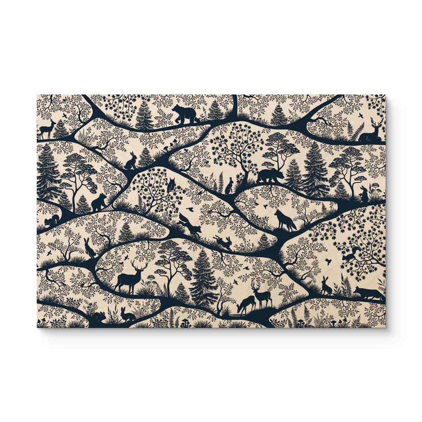 Houten Wanddecoratie Dierensilhouetten in het Noordse Bos - Oliver Robins