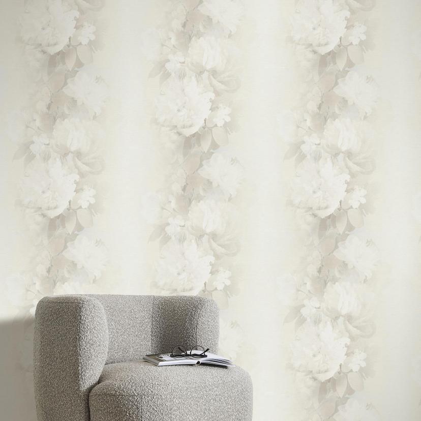 Papel pintado no tejido, Papel pintado motivo floral Aurora topo claro