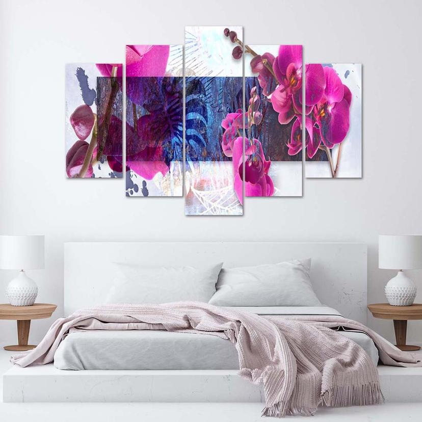 Stampa su tela 5 pezzi, rosa orchidea
