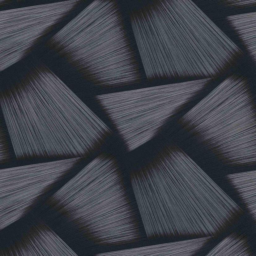 Carta da parati in tessuto non tessuto con forme geometriche ed effetto metallizzato in nero