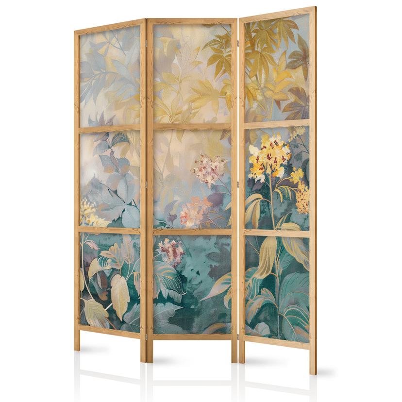 Japanischer Paravent, Raumteiler freistehend, Trennwand - Tapestry Pattern with Meadow and Flowers