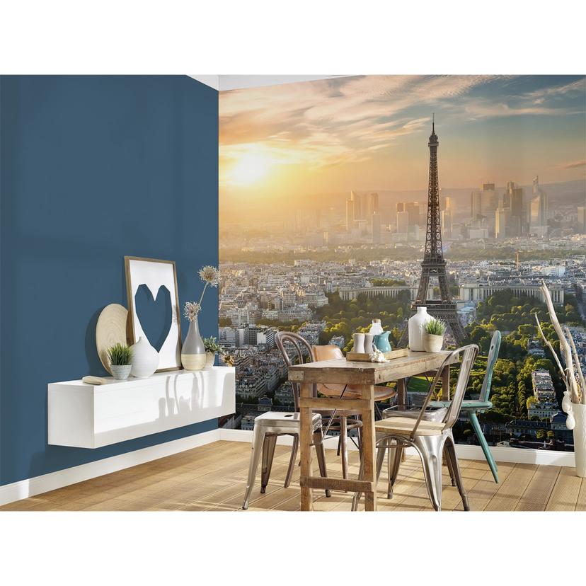 non-woven tapet EiffelTower Eiffeltårnet Eiffeltårnet Paris fototapet Designwalls i grøn og grå