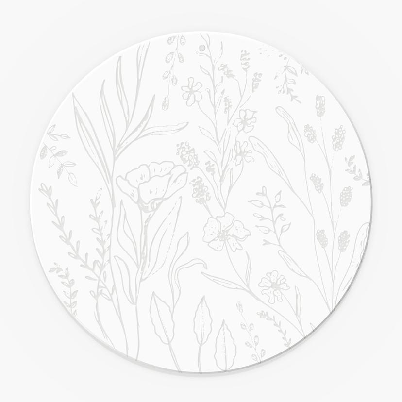 Stampa su acrilico, quadro di finestra per appendere fiori selvatici in stile arte di linea - rotond
