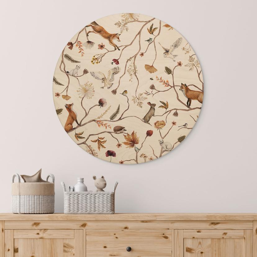 Stampa su legno Animali della foresta in autunno - Kikki Belle