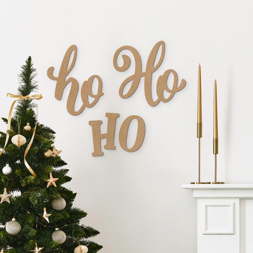 3D Schriftzug Weihnachten - Ho Ho Ho - MDF Natur