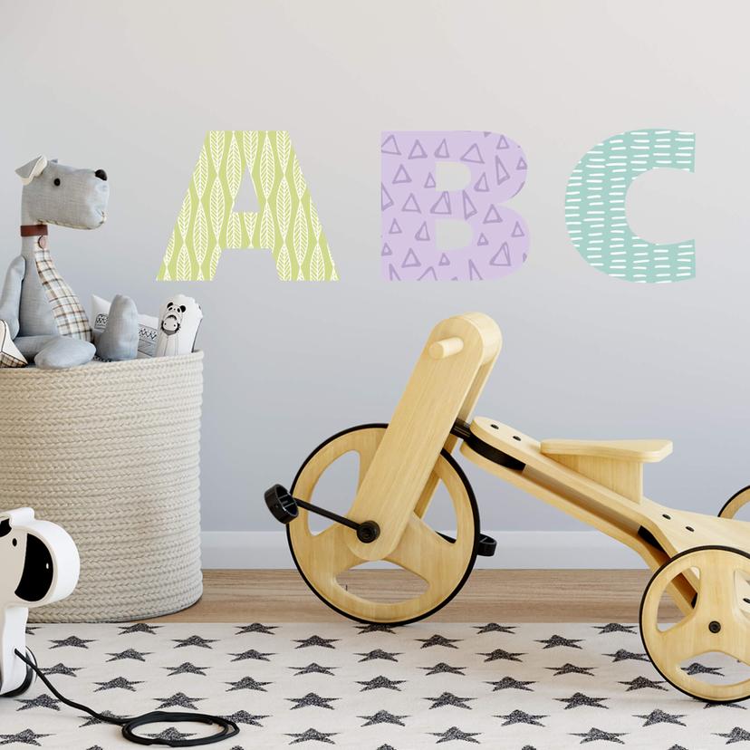 Sticker mural + nom Alphabet - Motif géométrique