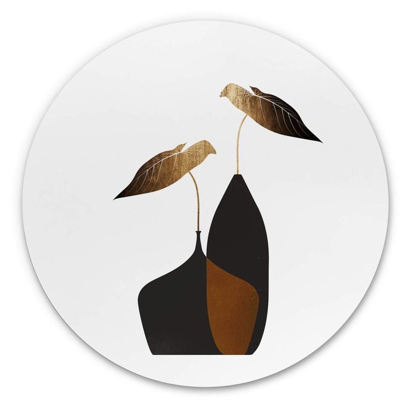 Tableau en alu-Dibond Kubistika - Bouquet scandinave - Rond