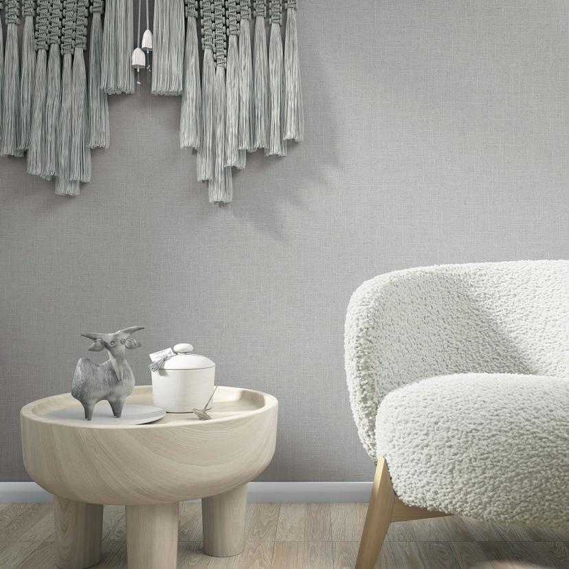 Ikke-vævet tapet tekstil, struktureret ensfarvet moderne mat i beige grå