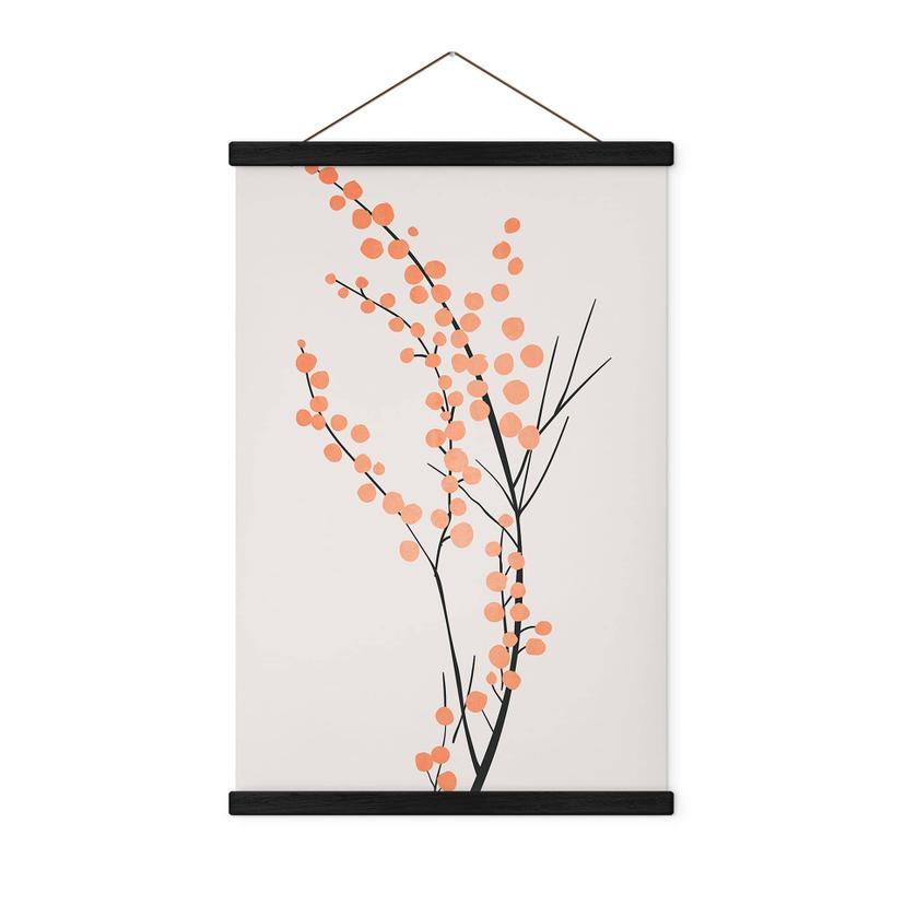 Póster de tela Flores de cerezo color melocotón - Kubistika