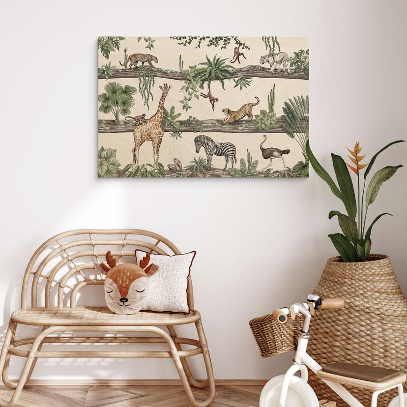 Houten Wanddecoratie Afrikaanse dieren in de jungle - Kikki Belle