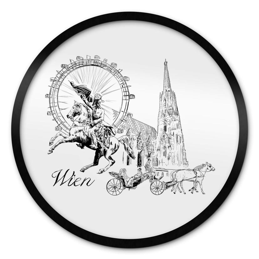 Poster Love your City - Wien - schwarz-weiß - Rund