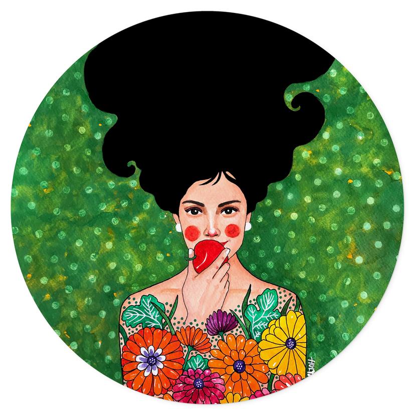 Adesivo murale Il giro della mela rossa - Hülya