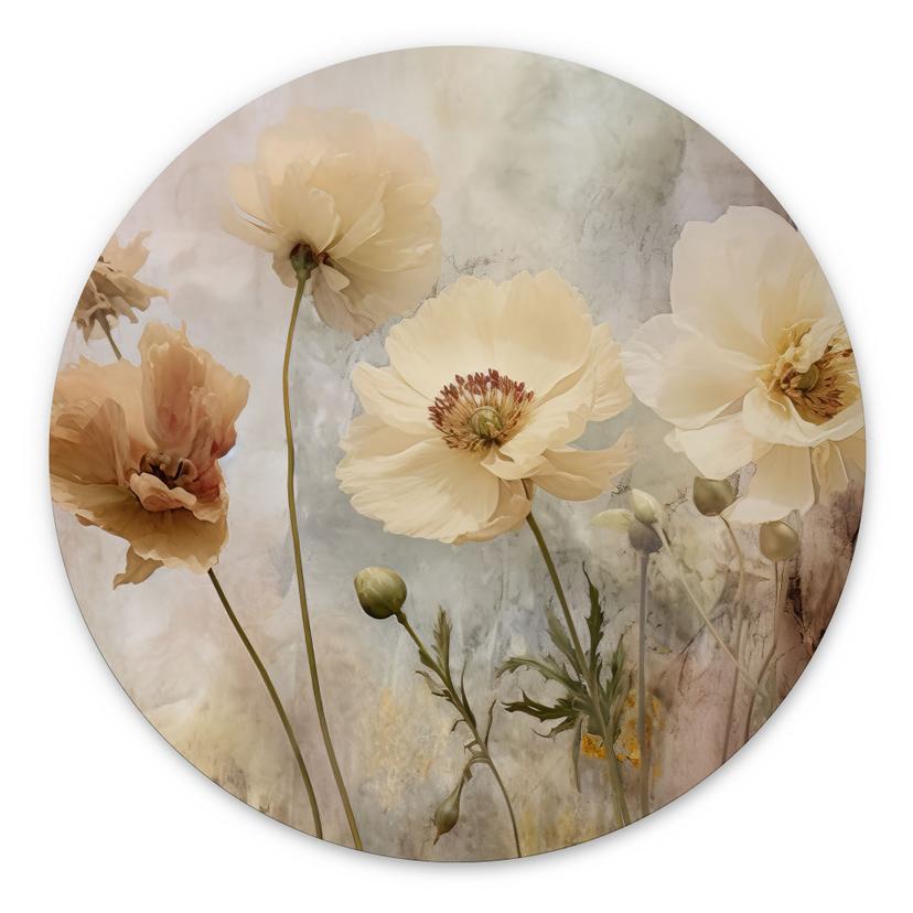 Wandbild Blumenpracht in warmen Pastelltönen - Paksoylu - Alu-Dibond Rund