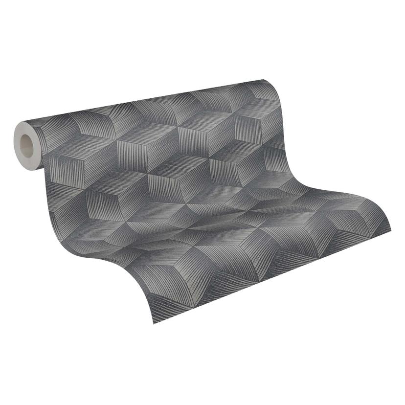 papel pintado 3D sostenible - papel pintado no tejido gráfico de A.S. Création negro gris 385064