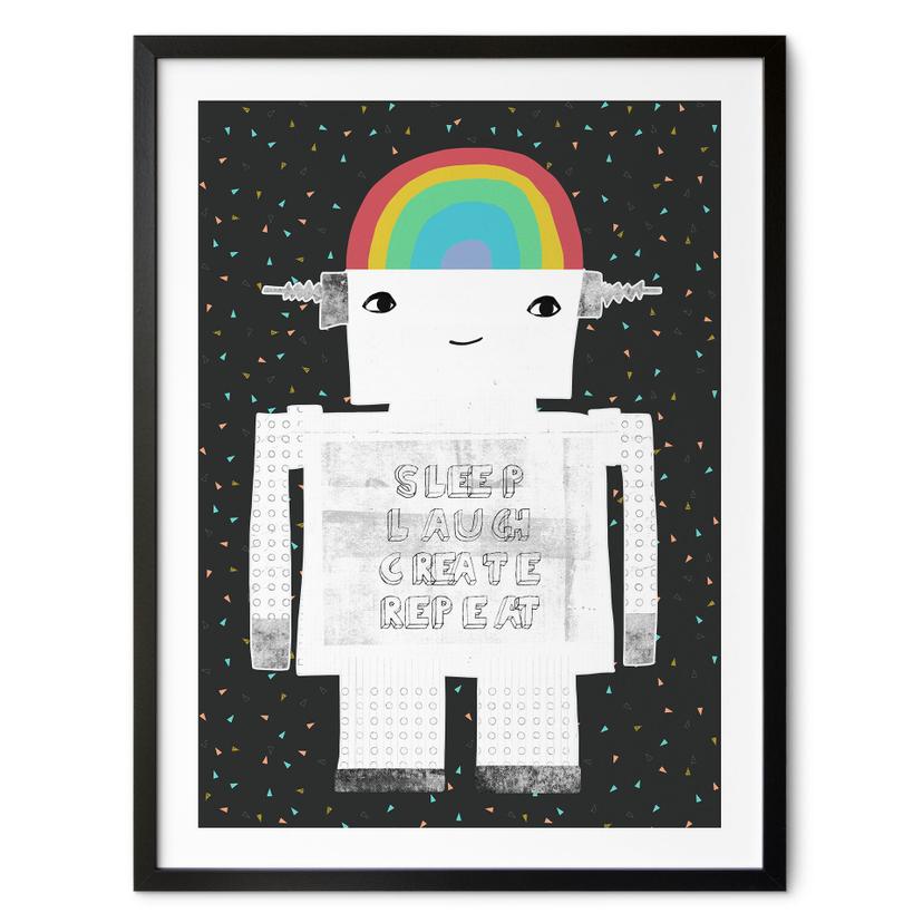 Plakat til børn - Regnbuerobot Sleep Laugh Create - Treechild