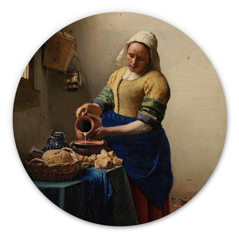 Billede af træ fra Vermeer - Pigen med mælkekanden - Rund