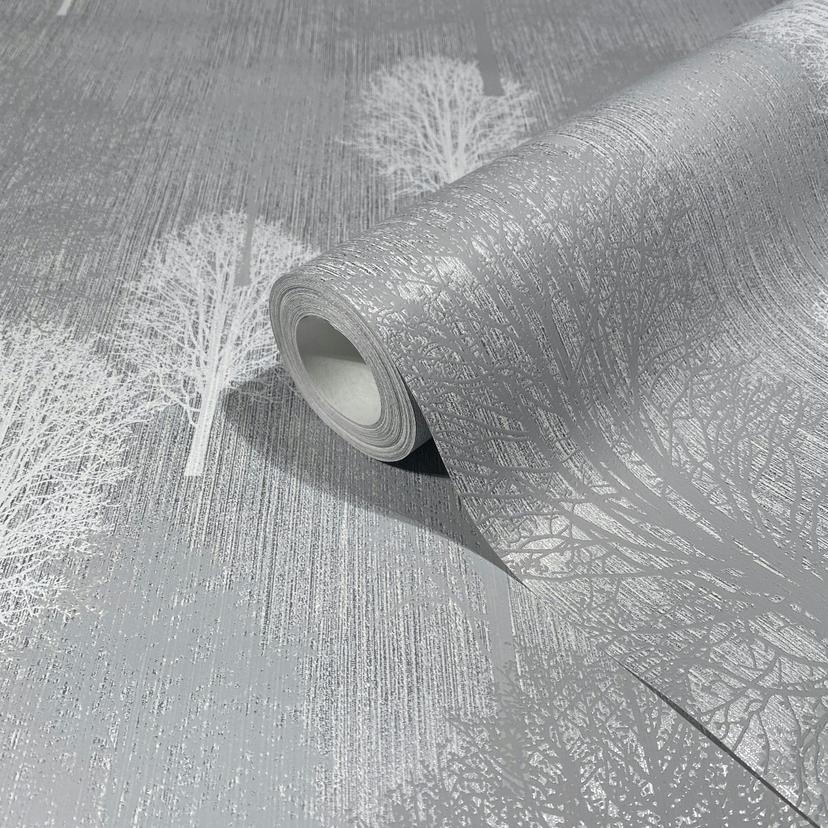 Vliestapete Illustration Modern, Natur in Silber