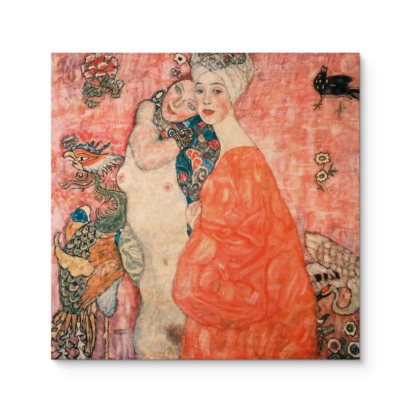 Trätavla Klimt - Flickvännerna - Fyrkant