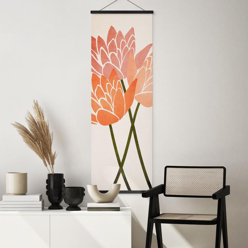 Textielposter Kleurrijke lotusbloemen - Kubistika