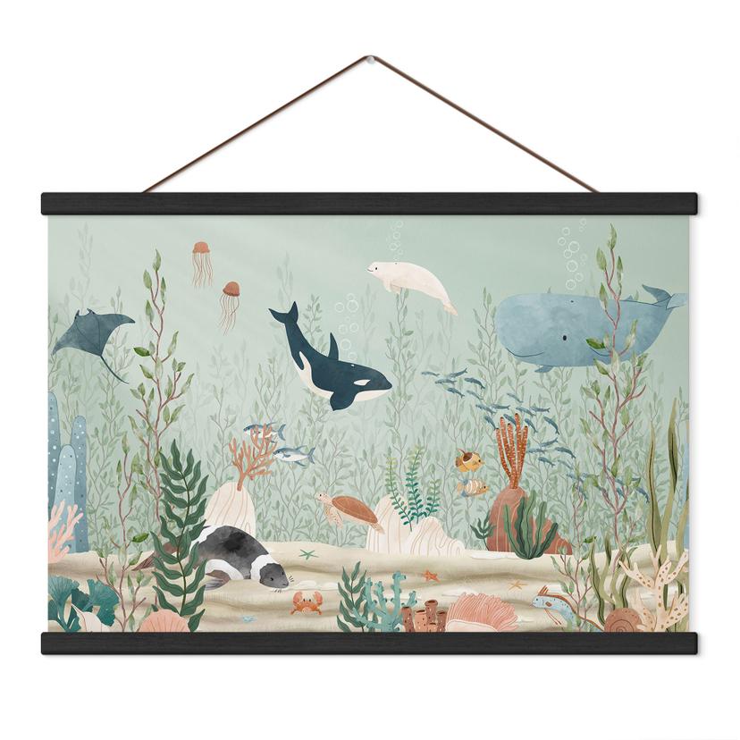 Kinderkamer Textielposter Zeedieren diep in de oceaan - Oliver Robins