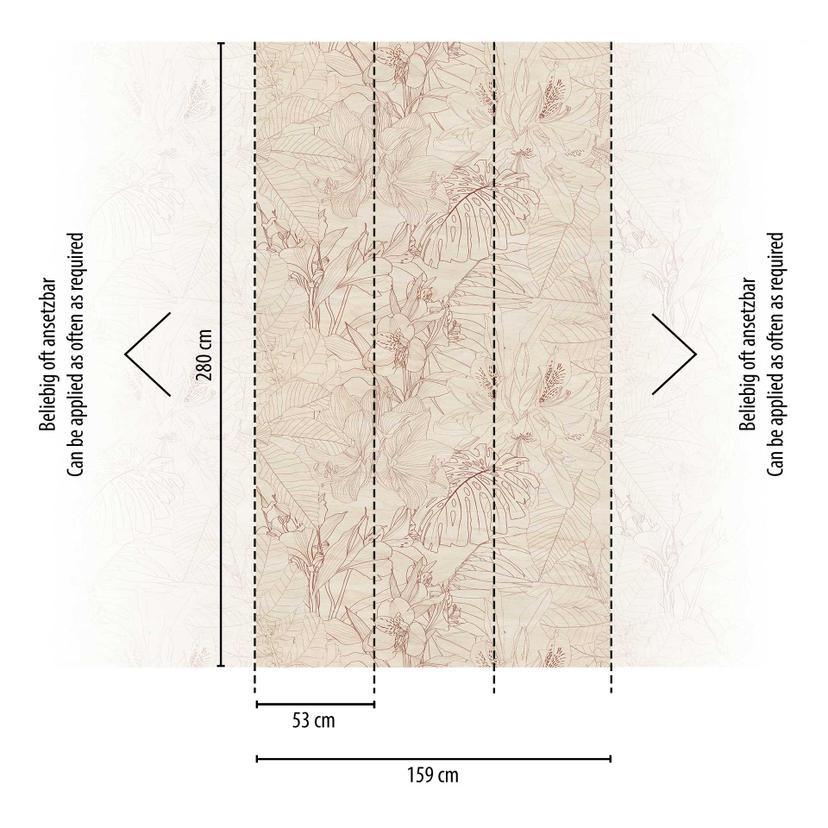 Carta da parati floreale beige - Carta da parati in tessuto non tessuto con raffinato motivo floreal