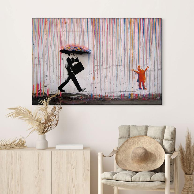 Wandbild Banksy - Coloured Rain - Alu-Dibond